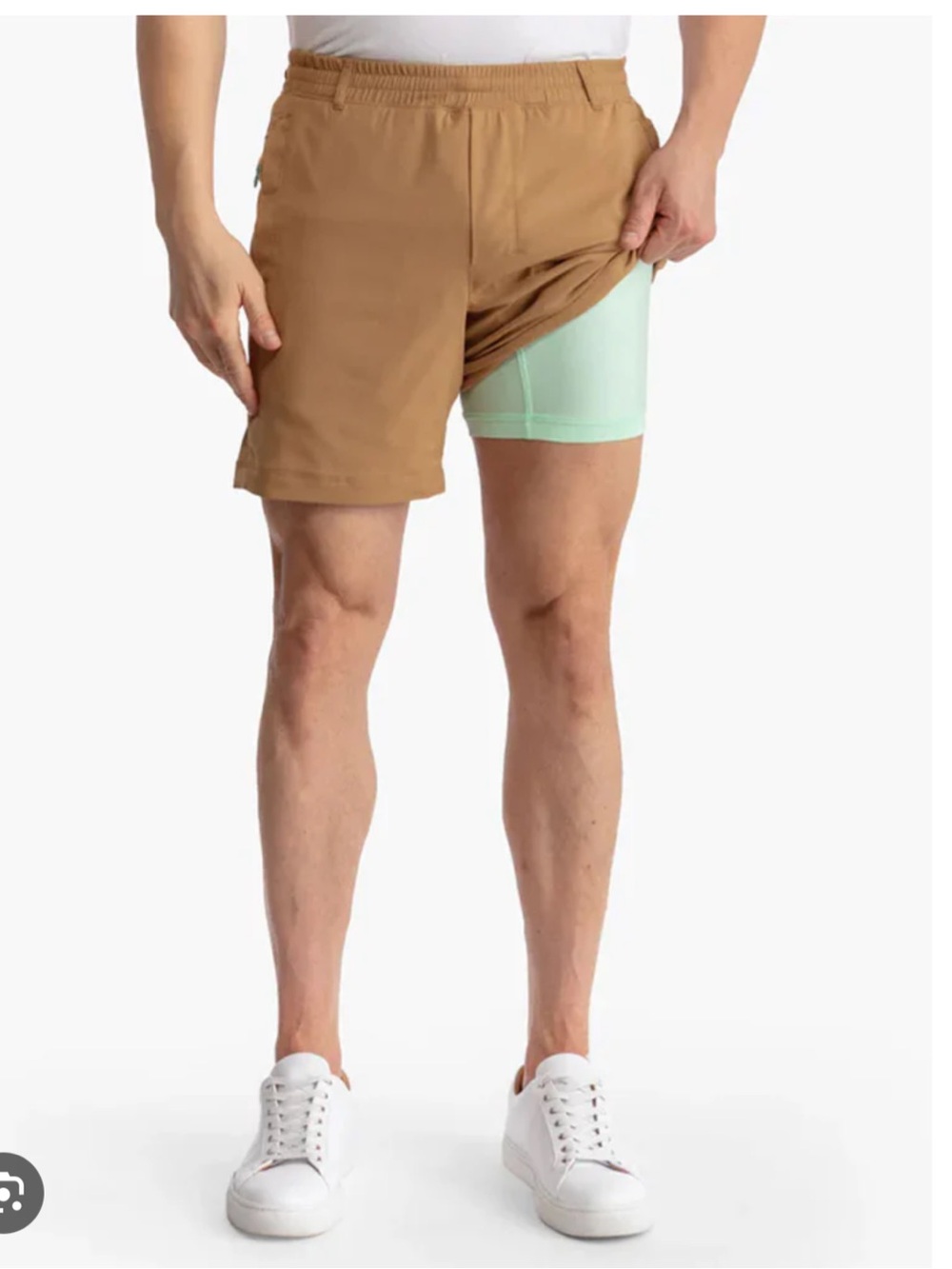 Birddogs size M khaki 6" Shorts in Brown with blue Liner